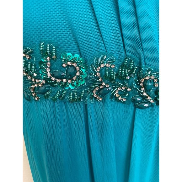 Marina Embellished Formal Mesh Gown Long Green Maxi Dress Size 6 NWT - Picture 6 of 9